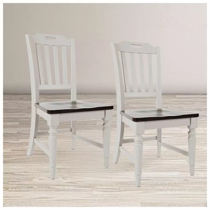 Orchard Park Brown And Light Grey Slat Back Side Chair Set of 2