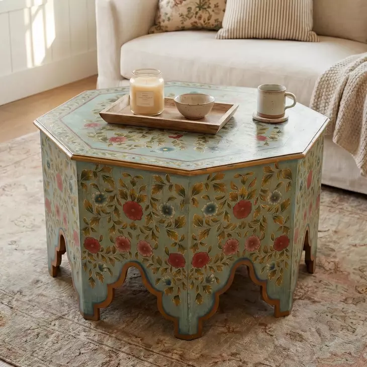 Priya Green Hand Painted Coffee Table From Home Gallery Stores