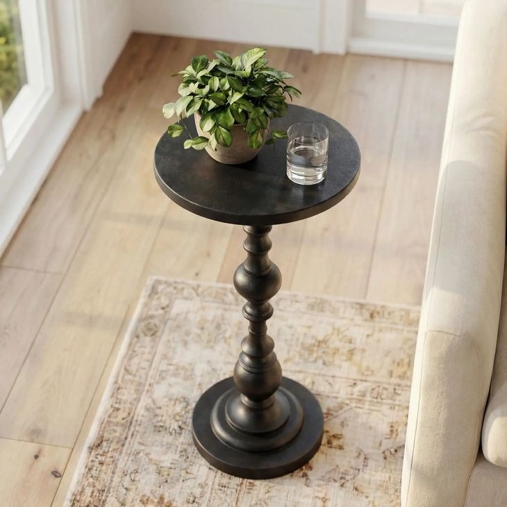 Darien Golden Bronze Pedestal Side Table