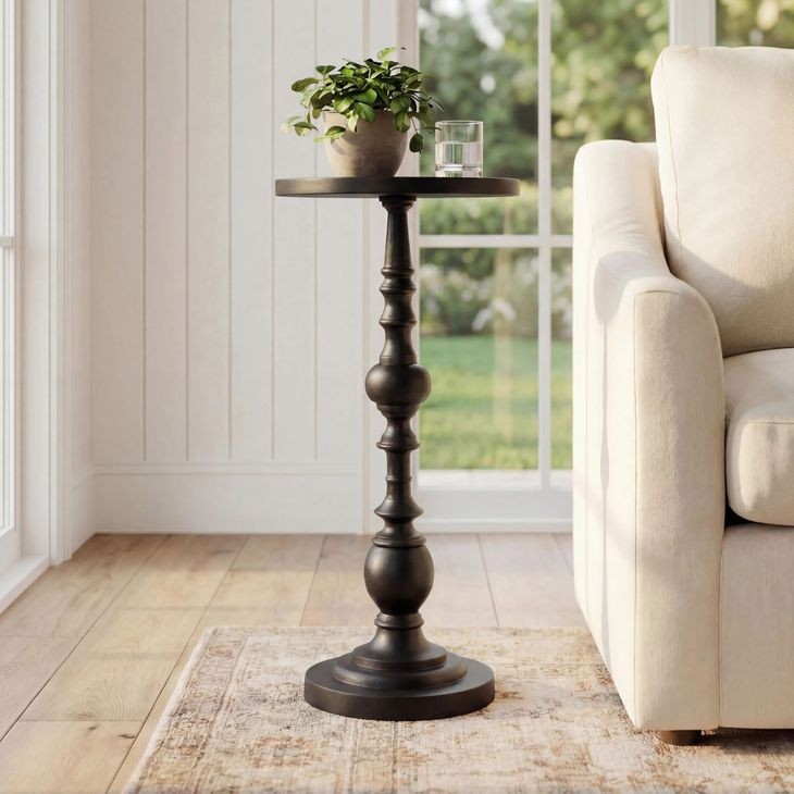 Darien Golden Bronze Pedestal Side Table