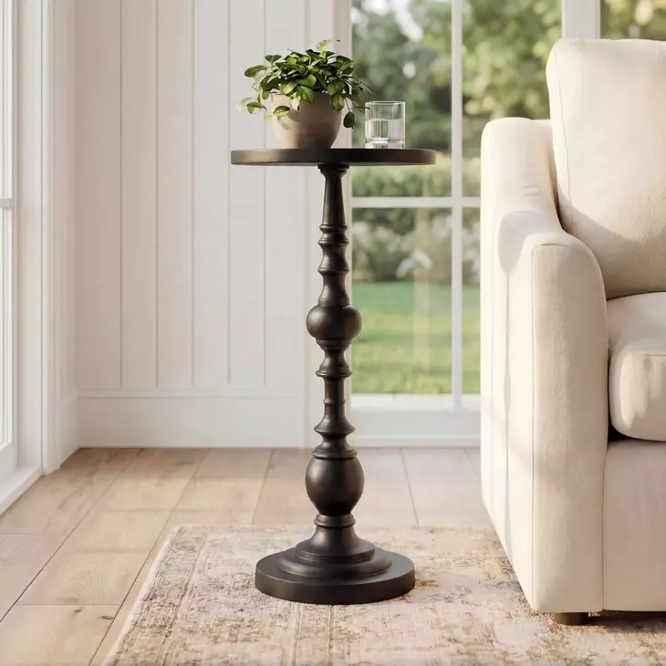 Darien Golden Bronze Pedestal Side Table