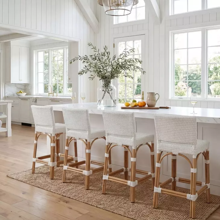 Serienna White Rattan Counter Height Stool