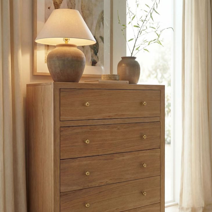 Nora Light Natural 5 Drawer Tall Dresser