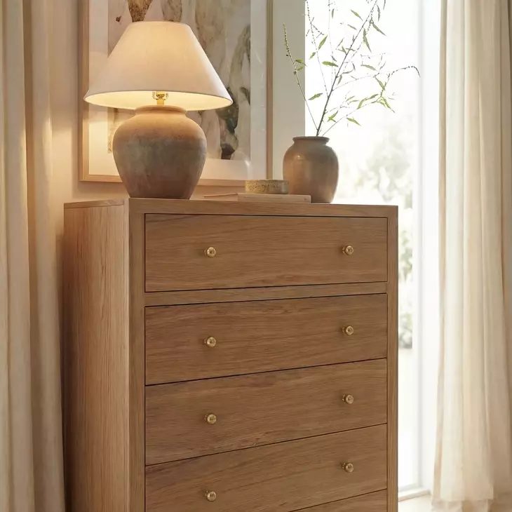 Nora Light Natural 5 Drawer Tall Dresser
