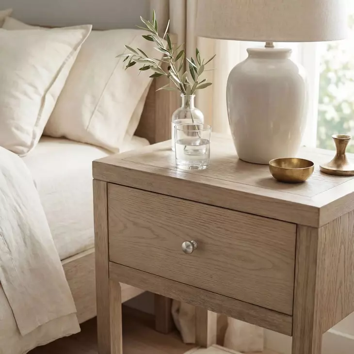 Nora Light Oak 1 Drawer Small Nightstand