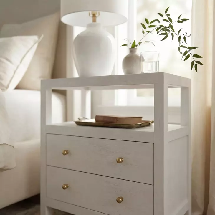Nora White 2 Drawer Wide Nightstand From Butler | Coleman Furniture