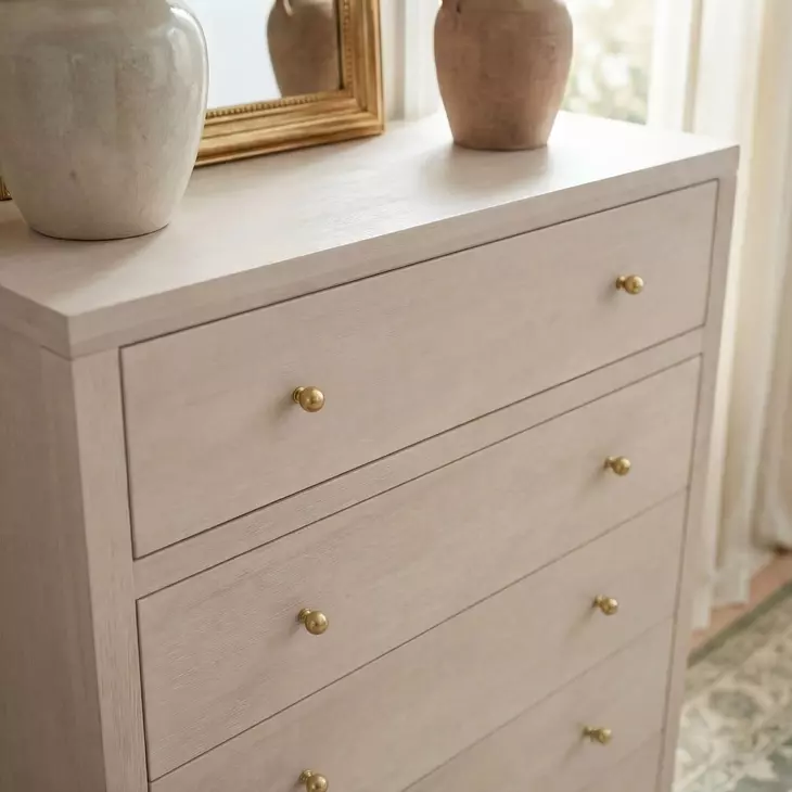 Nora Antique Taupe 36" Rectangular 5 Drawer Tall Dresser