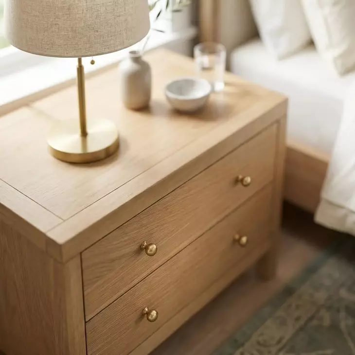 Nora Light Neutral 2 Drawer Wide Nightstand