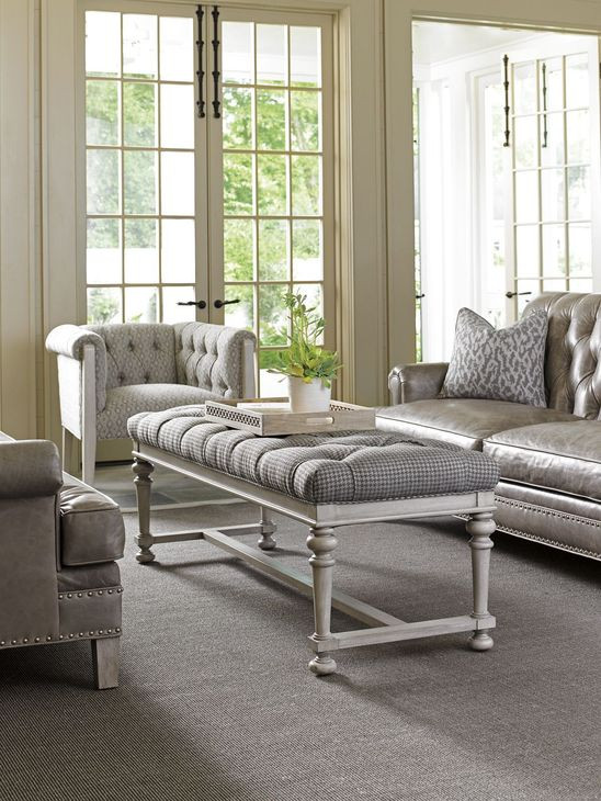 Cypress Point Gray Upholstered Bellport Bed Bench