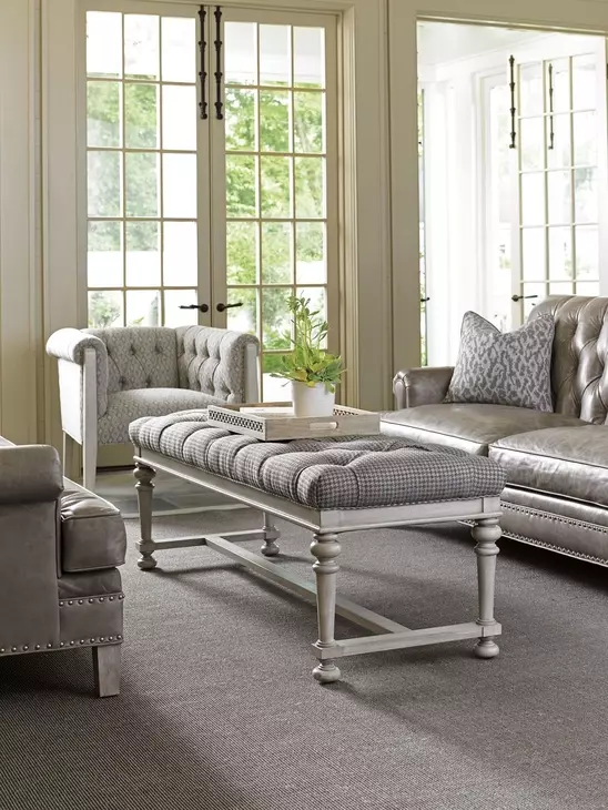 Cypress Point Gray Upholstered Bellport Bed Bench
