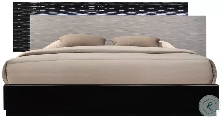 Roma Black and Grey Lacquer Platform Bedroom Set from J&M