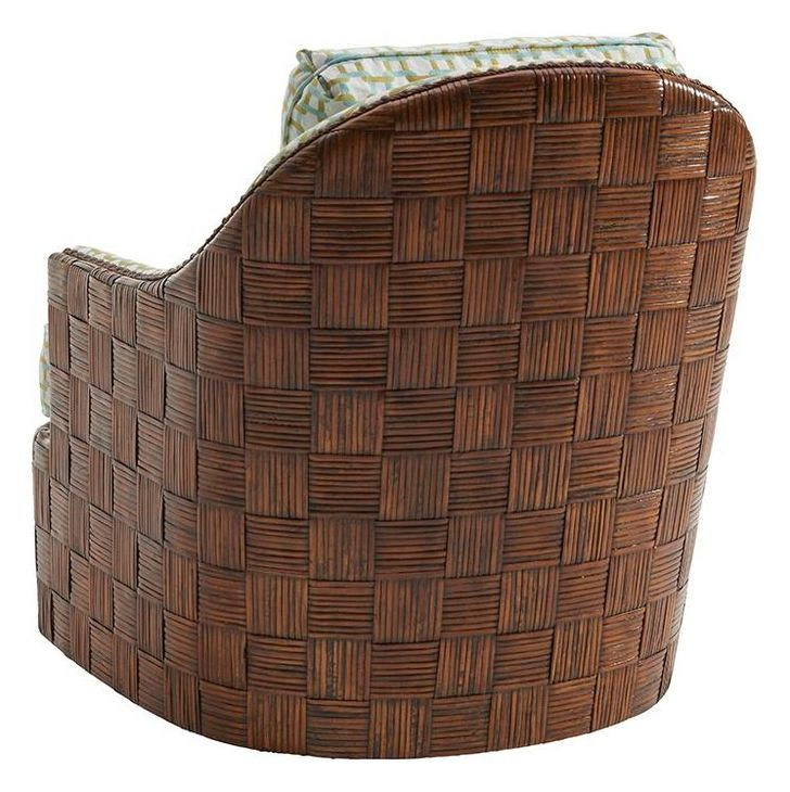 Island Fusion Nagano Green and White Upholstered Swivel Chair with Nailhead Trim