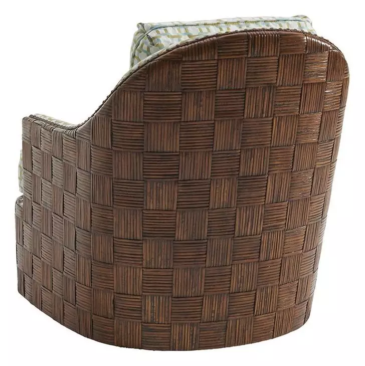 Island Fusion Nagano Green and White Upholstered Swivel Chair with Nailhead Trim