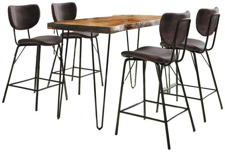 Nature's Edge Chestnut and Dark Brown Upholstered 5 Piece Counter Height Dining Set