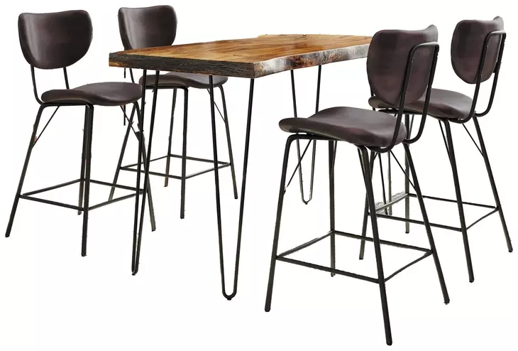 Nature's Edge Chestnut and Dark Brown Upholstered 5 Piece Counter Height Dining Set