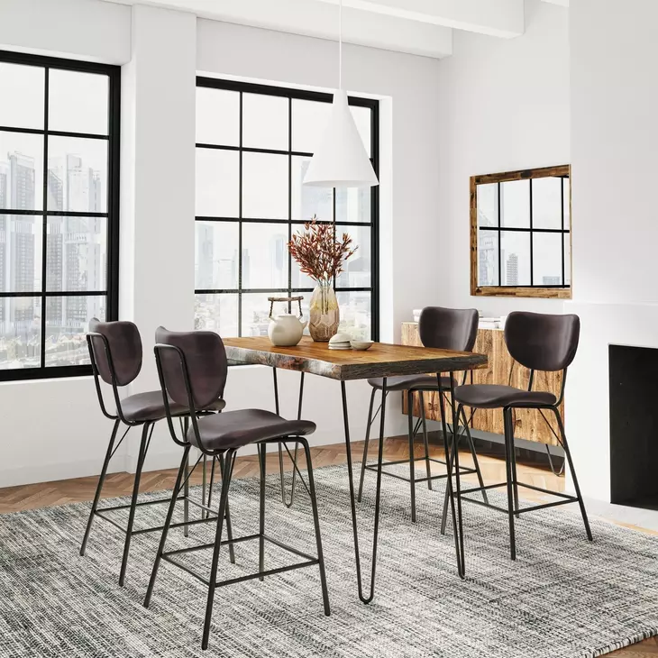 Nature's Edge Chestnut and Dark Brown Upholstered 5 Piece Counter Height Dining Set