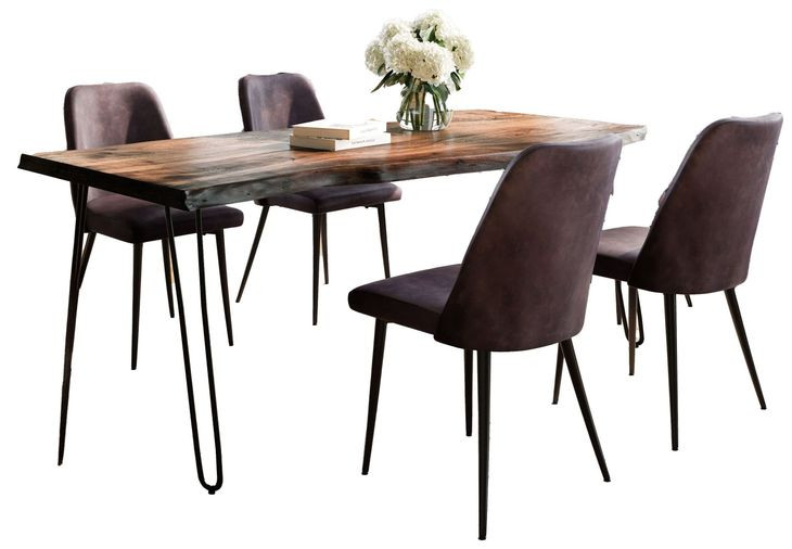 Nature's Edge Chestnut and Dark Brown Upholstered 5 Piece Dining Set