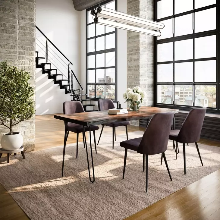 Nature's Edge Chestnut and Dark Brown Upholstered 5 Piece Dining Set