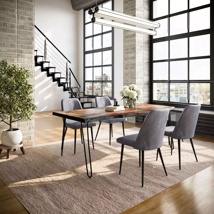 Nature's Edge Chestnut and Gray Upholstered 5 Piece Dining Set