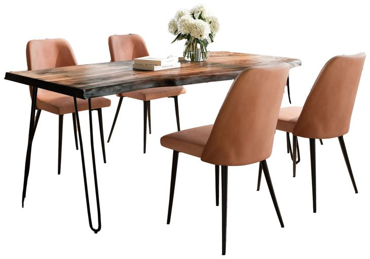 Nature's Edge Chestnut and Light Brown Upholstered 5 Piece Dining Set