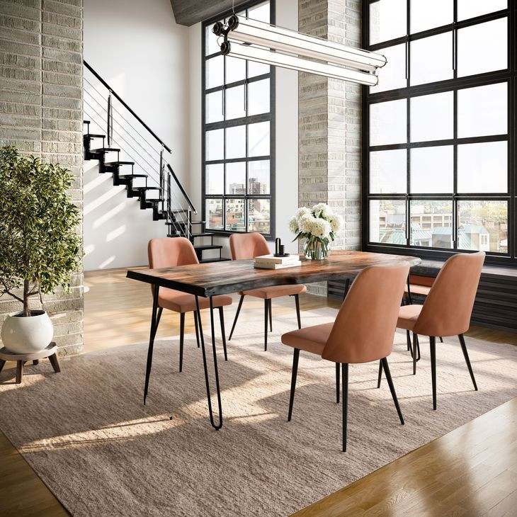 Nature's Edge Chestnut and Light Brown Upholstered 5 Piece Dining Set