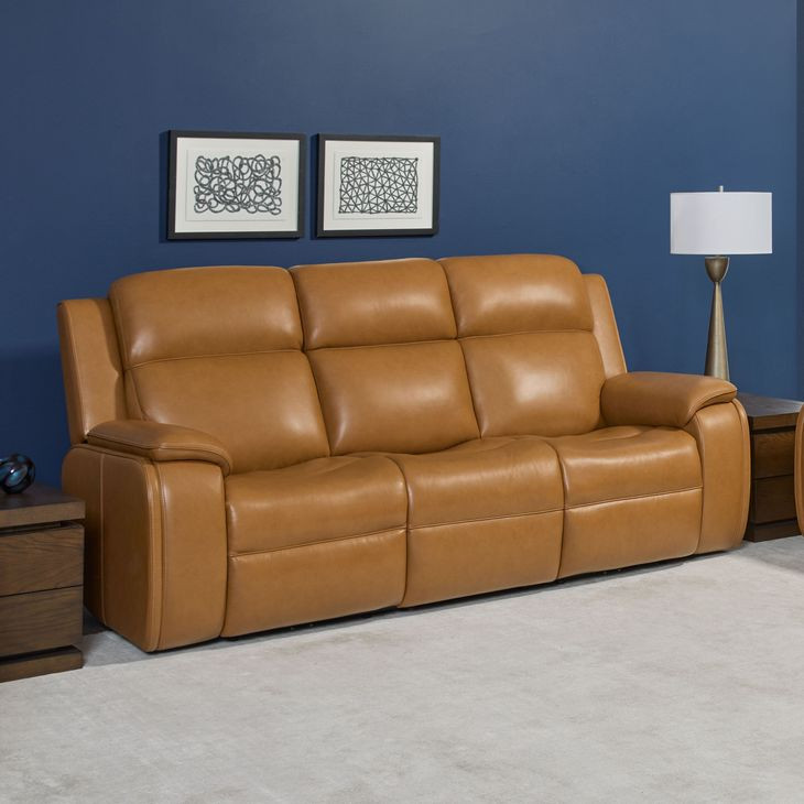 Ziggy Brown Leather 89" Zero Gravity Power Reclining Sofa with USB Charging and Heat Massage