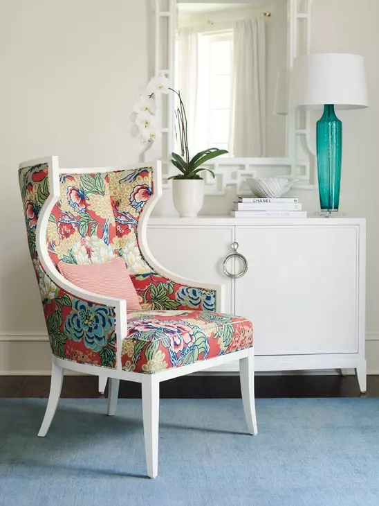 Dover Avondale Red and Green Upholstered Lounge Chair with Pillow