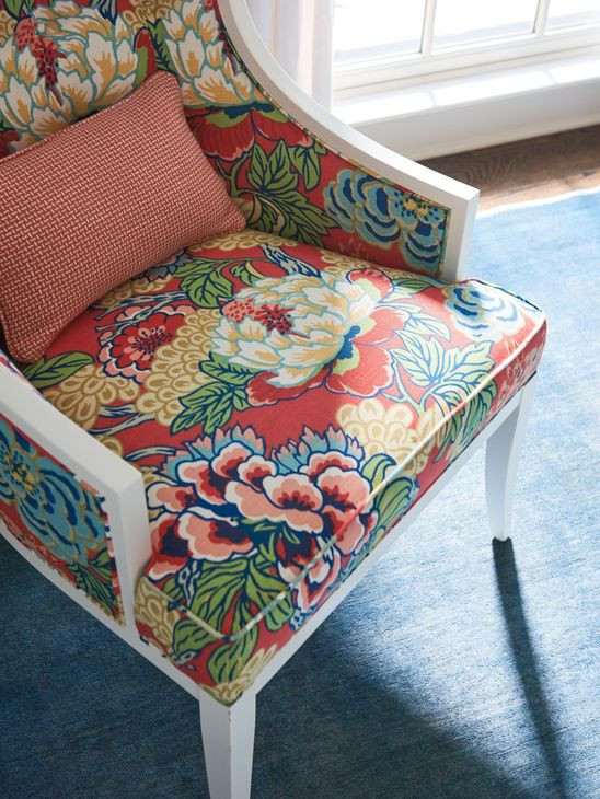 Dover Avondale Red and Green Upholstered Lounge Chair with Pillow