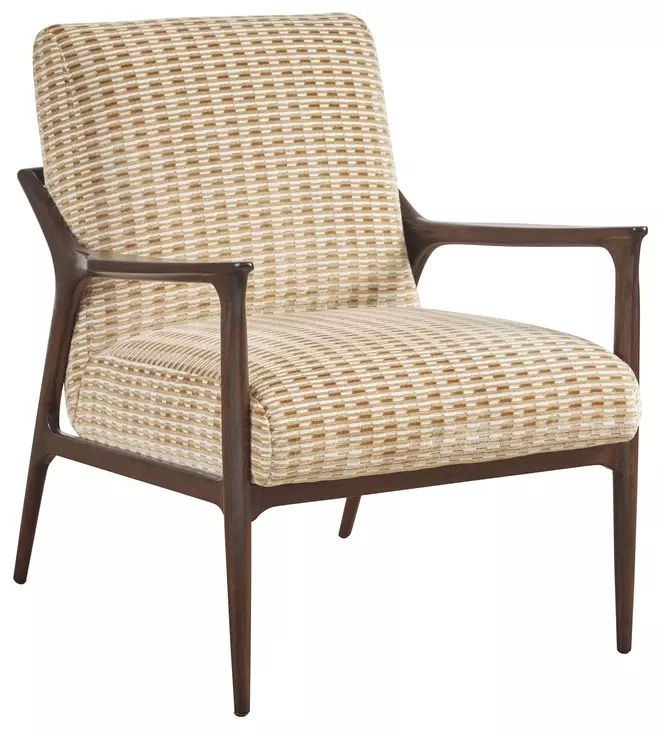 Rendezvous White and Brown Upholstered Warren Accent Chair