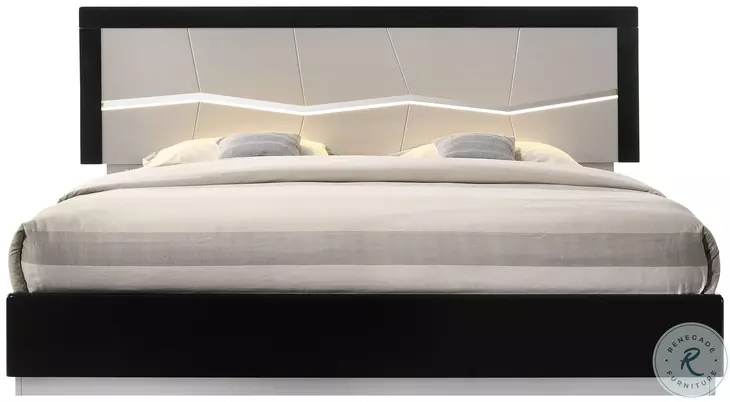 Turin Light Grey and Black Lacquer Platform Bedroom Set from