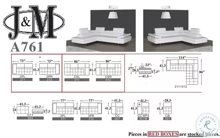 A761 Snow White Italian Leather RAF Sectional