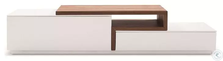 TV045 White High Gloss And Walnut TV Stand