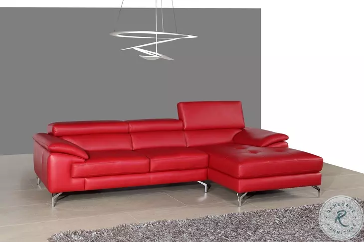 A973b Red Italian Leather Sectional