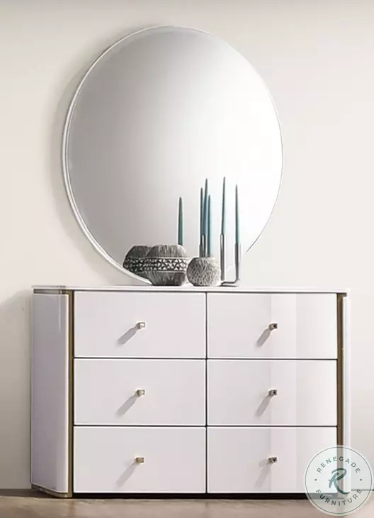 Lucera White Dresser And Mirror