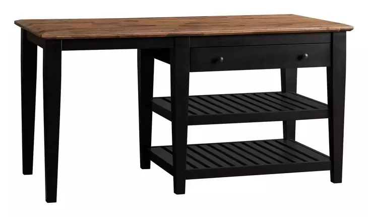 Austin Natural Mango and Black 70" Rectangular Kitchen Island