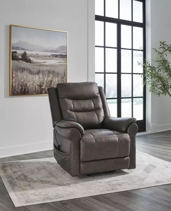 Oatman Umber Power Lift Recliner with USB Charging and Heat Massage