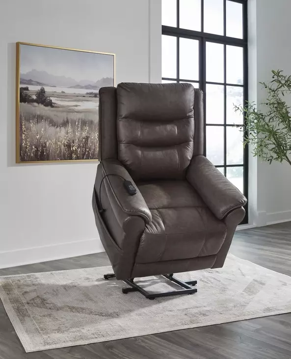 Oatman Umber Power Lift Recliner with USB Charging and Heat Massage