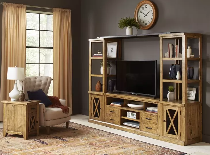 Telluride Brown Entertainment Center with 70" TV Console