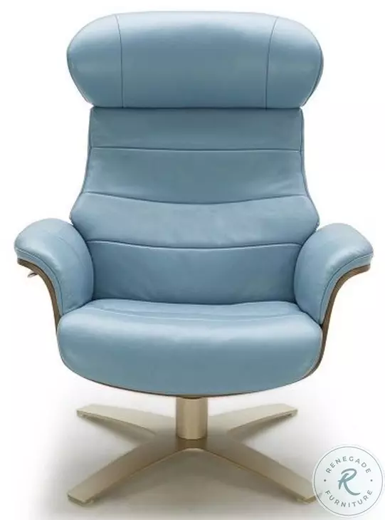 Karma Blue Italian Leather Lounge Chair