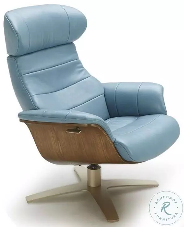 Karma Blue Italian Leather Lounge Chair