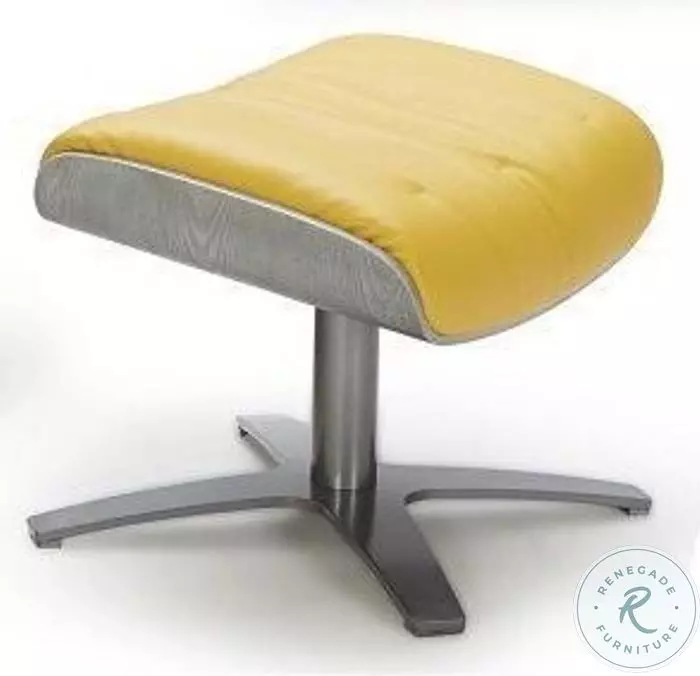 Karma Mustard Italian Leather Ottoman