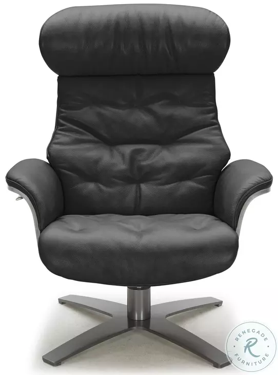 Karma Black Italian Leather Lounge Chair