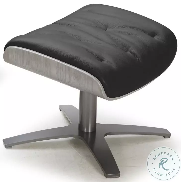 Karma Black Italian Leather Ottoman