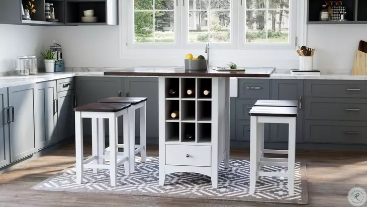 Asbury Park Autumn Brown And White Storage Extendable Counter