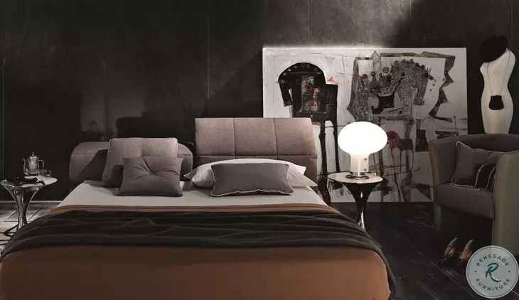 18087-KD709 Taupe Gray Tower King Upholstered Platform Storage Bed