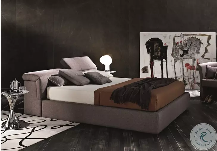 18087-KD709 Taupe Gray Tower King Upholstered Platform Storage Bed