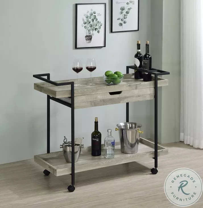 Ventura Gray Driftwood Bar Cart