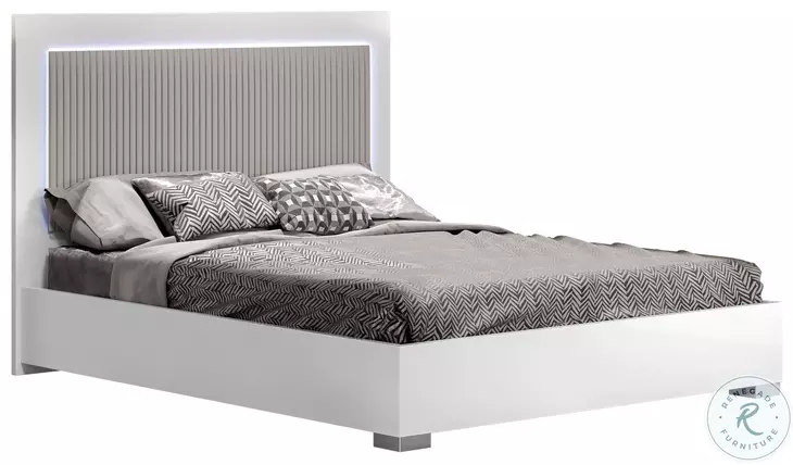 Luxuria White Lacquer Queen Platform Bed