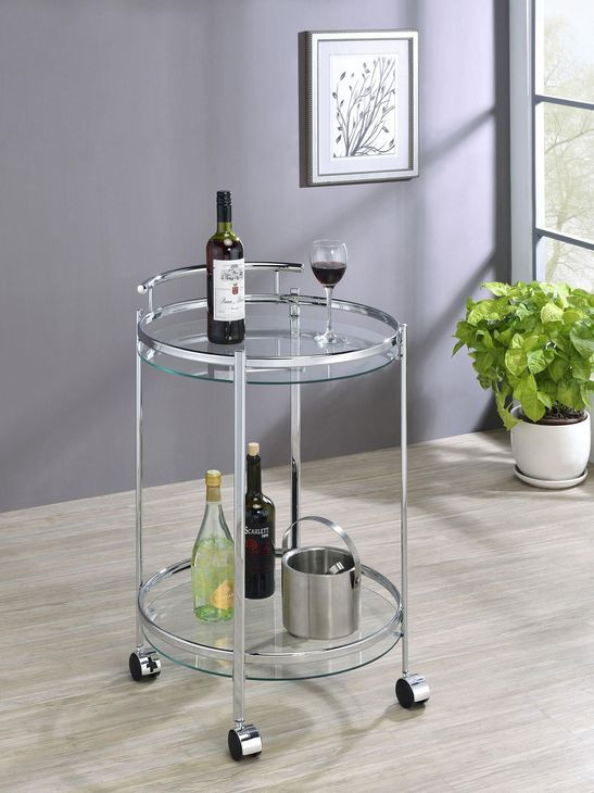 Chrissy Chrome Round Glass Bar Cart