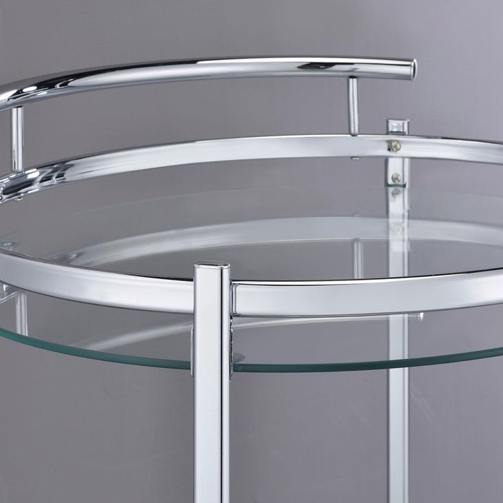 Chrissy Chrome Round Glass Bar Cart